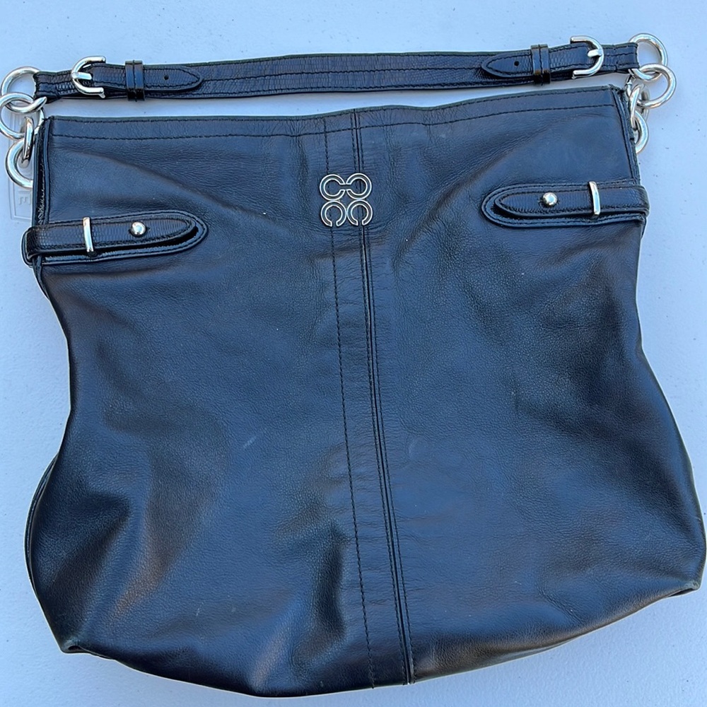 Coach black leather bag.